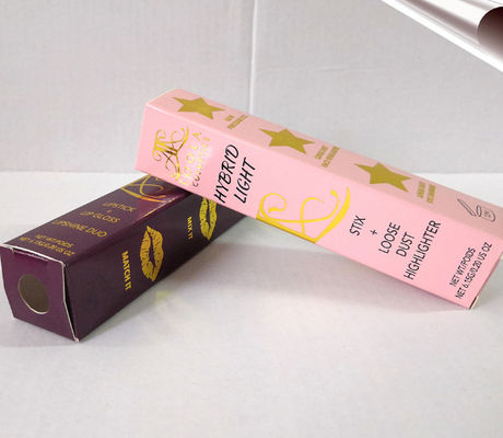 Scatola di carta cosmetica di timbratura calda di CMYK, imballaggio pieghevole del contenitore di rossetto