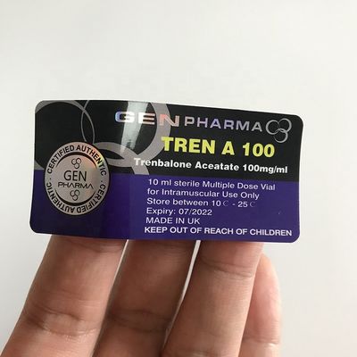 autoadesivo olografico steroide di 25x60mm Vial Labels Anti Fake Silver