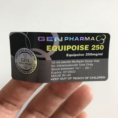 autoadesivo olografico steroide di 25x60mm Vial Labels Anti Fake Silver