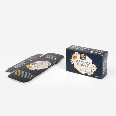 Scatola di carta cosmetica riciclata nera 300gsm con stampa UV del punto